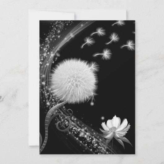 Invitation Mariage Dandelion noir et blanc (Dos)