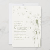 Invitation Mariage Dandelion vert simple et moderne (Devant)