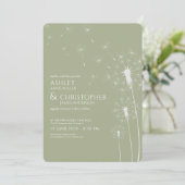 Invitation Mariage Dandelion vert simple et moderne (Debout devant)