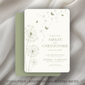 Invitation Mariage Dandelion vert simple et moderne