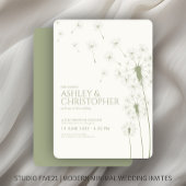 Invitation Mariage Dandelion vert simple et moderne