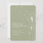 Invitation Mariage Dandelion vert simple et moderne (Devant)