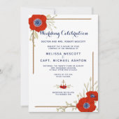 Invitation Mariage d'anémone bleu, blanc et bleu (Devant)