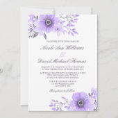Invitation Mariage d'anémone violet et gris (Devant)