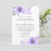 Invitation Mariage d'anémone violet et gris (Debout devant)