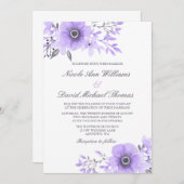 Invitation Mariage d'anémone violet et gris (Devant / Derrière)