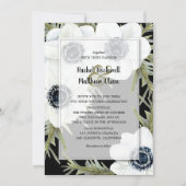Invitation Mariage d'anémones noir et blanc (Devant)