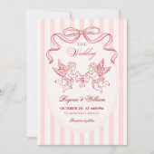 Invitation Mariage d'ange Cupidon rose (Devant)