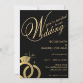 Invitation Mariage d'anneau diamant noir et or (Devant)