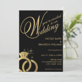 Invitation Mariage d'anneau diamant noir et or (Debout devant)