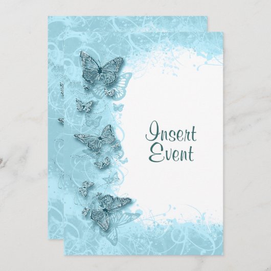 Invitation Mariage d'anniversaire de papillon bleu (Devant / Derrière)