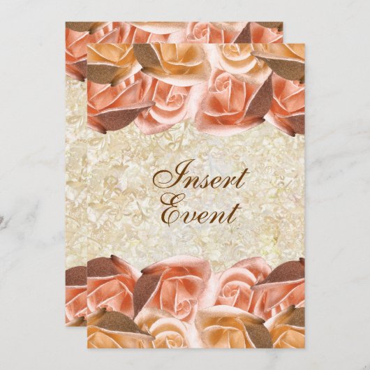 Invitation mariage d'anniversaire du rose de pêche à l'ivoire (Devant / Derrière)
