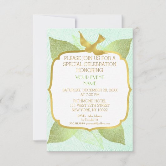 Invitation Mariage d'anniversaire moderne Vert Golden Vip (Devant)