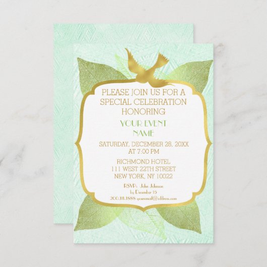 Invitation Mariage d'anniversaire moderne Vert Golden Vip (Devant / Derrière)