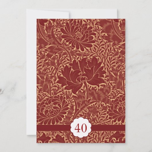 Invitation mariage d'anniversaire rouge élégant rétro (Devant)