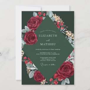 Invitation Mariage dans la forêt aux fleurs écarlates