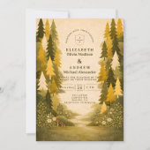 Invitation Mariage dans la forêt de pins dorés (Devant)
