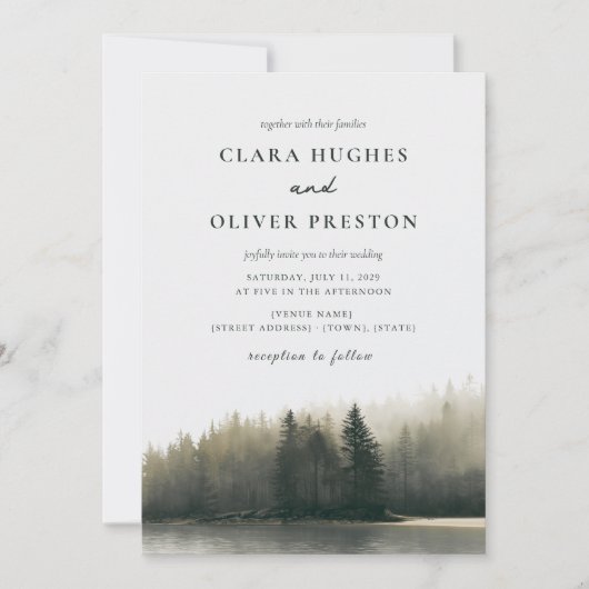 Invitation Mariage dans la forêt de séquoias côtière de Pine (Devant)