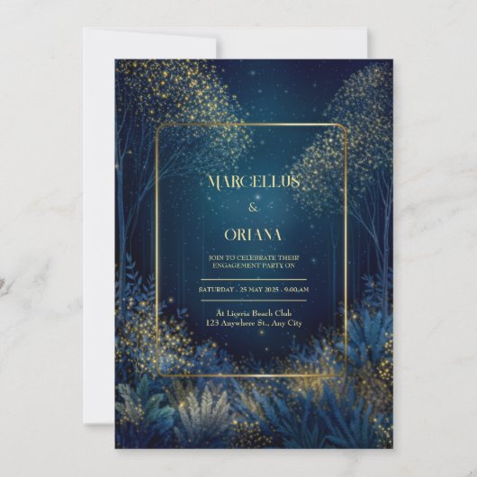Invitation Mariage dans la forêt enchantée de minuit (Devant)