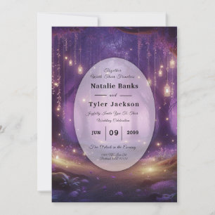 Invitation Mariage dans la Forêt Enchantée de Minuit Violet