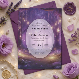 Invitation Mariage dans la Forêt Enchantée de Minuit Violet
