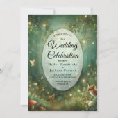 Invitation Mariage dans la Forêt Enchantée de Vert Émeraude (Devant)
