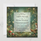 Invitation Mariage dans la Forêt Enchantée de Vert Émeraude (Devant)