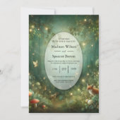 Invitation Mariage dans la Forêt Enchantée de Vert Émeraude (Devant)