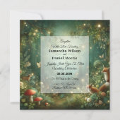 Invitation Mariage dans la Forêt Enchantée de Vert Émeraude (Devant)