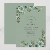 Invitation Mariage dans la forêt feutrée de sauge (Devant / Derrière)