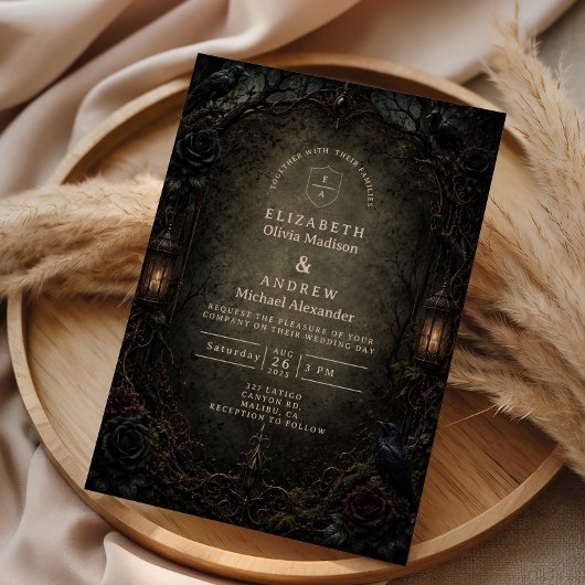 Invitation Mariage dans la forêt gothique enchantée