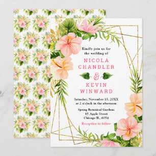 Invitation Mariage dans la Jungle Tropicale avec Feuillage