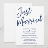 Invitation Mariage dans la Marine Réception Moderne Simple sa (Devant / Derrière)