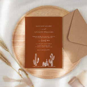 Invitation Mariage dans le désert en ligne artistique Cactus 