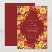 Invitation Mariage dans le désert frappant bordeaux (Devant / Derrière)