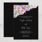 Invitation Mariage dans le Jardin Noir Fleur sauvage violet e (Devant / Derrière)