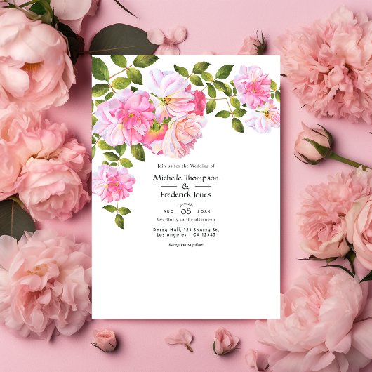 Invitation Mariage dans le jardin rose