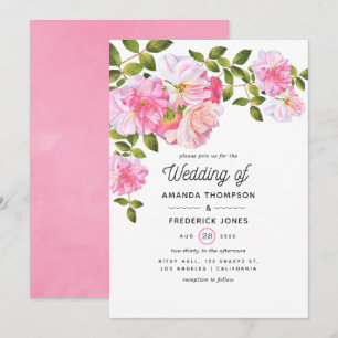 Invitation Mariage dans le jardin rose
