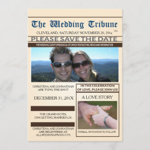 Invitation Mariage dans le journal Enregistrer la date Faire-
