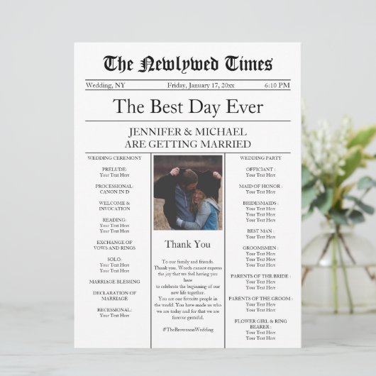 Invitation Mariage dans le Journal Traditionnel (Debout devant)