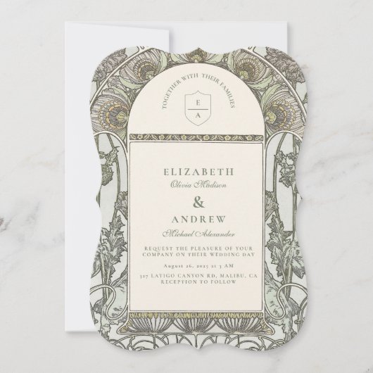 Invitation Mariage dans un conservatoire orné (Devant)