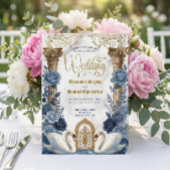 Invitation Mariage dans un jardin botanique avec du bleu pous