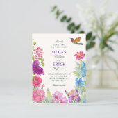 Invitation Mariage dans un jardin fleuri (Debout devant)