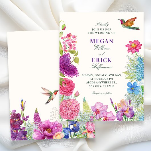 Invitation Mariage dans un jardin fleuri