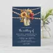 Invitation Mariage dans un pot Mason avec des tournesols en b (Debout devant)