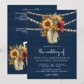 Invitation Mariage dans un pot Mason avec des tournesols en b (Devant / Derrière)