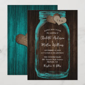 Invitation Mariage dans un pot Mason en bois rustique sarcell (Devant / Derrière)