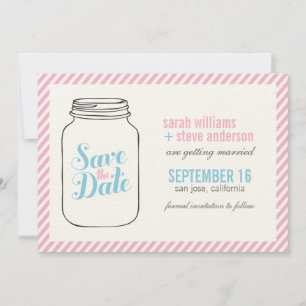 Invitation Mariage dans un pot Mason vintage - Économisez la