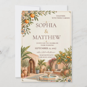 Invitation Mariage dans un Riad marocain Zellige ivoire et