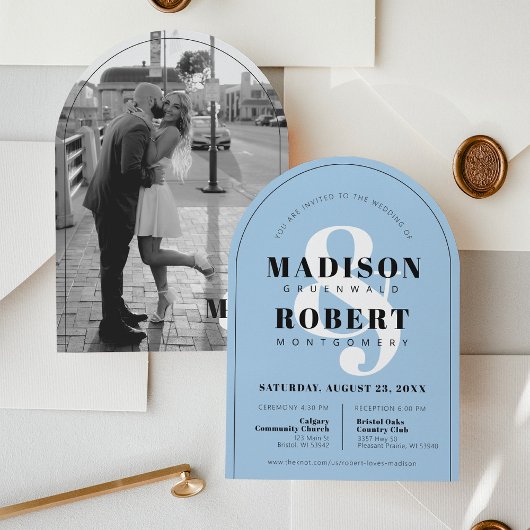Invitation Mariage dans une arche en photo noir et blanc avec